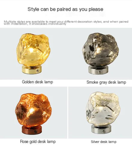 Lámpara de lujo de Vidrio y Piedra Lava Creativa para Decoración de Dormitorio