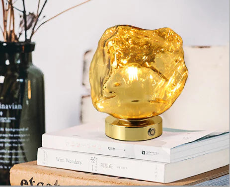 Lámpara de lujo de Vidrio y Piedra Lava Creativa para Decoración de Dormitorio