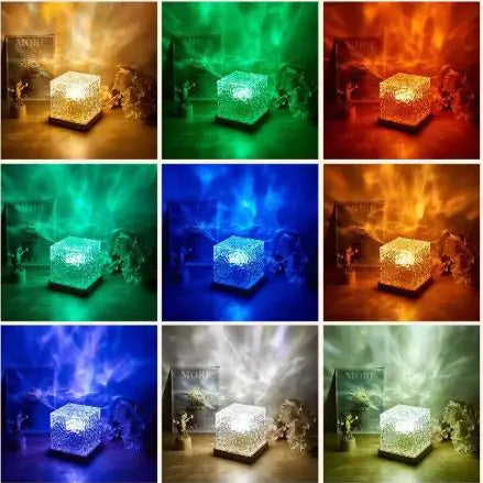 Lámpara de Ambiente Luz y Sombra con Ondas de Agua Rotativas