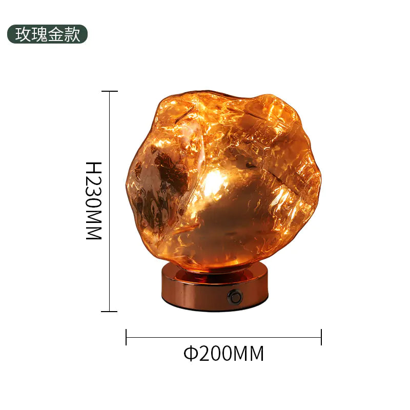 Lámpara de lujo de Vidrio y Piedra Lava Creativa para Decoración de Dormitorio
