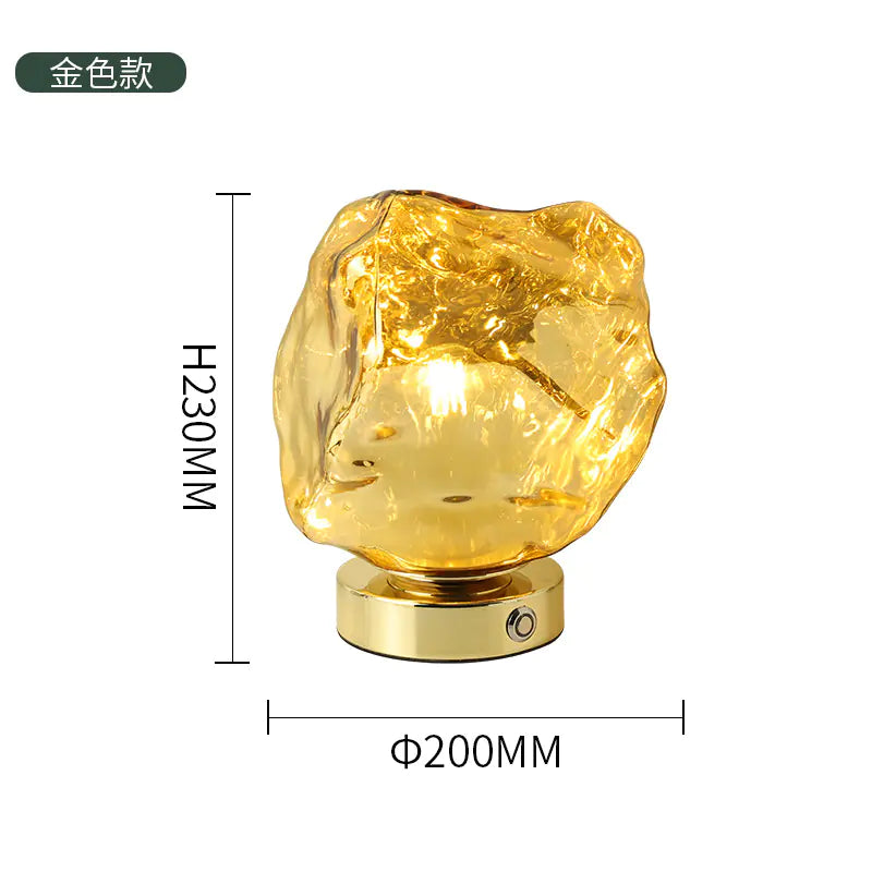 Lámpara de lujo de Vidrio y Piedra Lava Creativa para Decoración de Dormitorio
